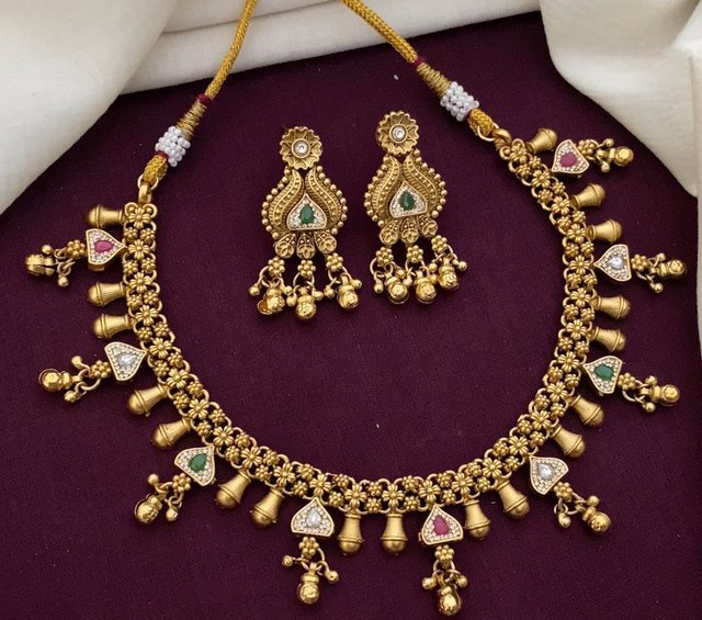 Antique Matte Gold Necklace Set