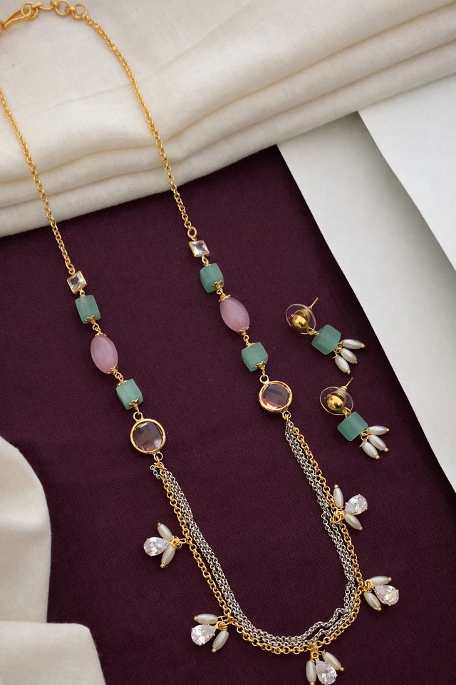 Pastel Multicolor Long Necklace Set