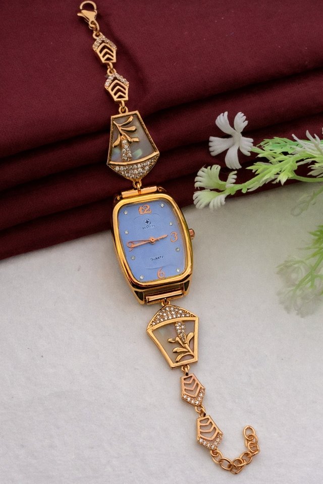 Designer Royal Blue Leaf Bracelet Watch